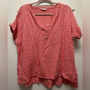 Jane and Delancey Red Gingham Blouse - L